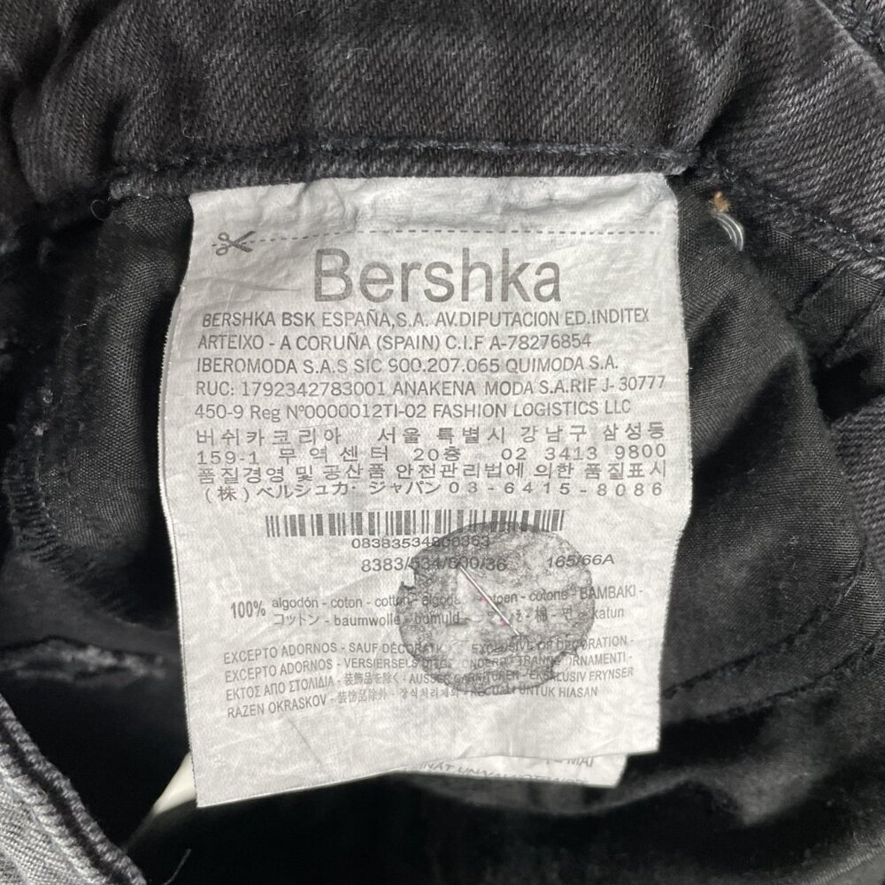 Bershka High Waist Denim Shorts Women's 4 Black Grunge Mall Emo Y2K Whimsygoth - Picture 8 of 9